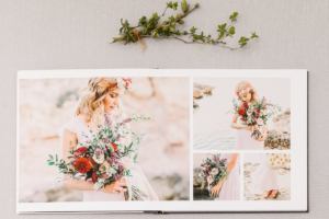 Fotos von Braut auf Mallorca in modernem Hochzeitsalbum